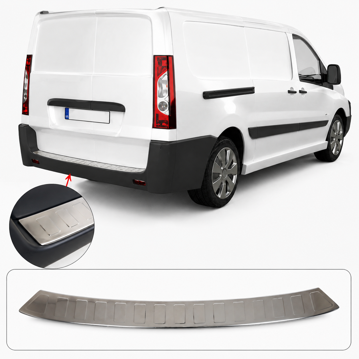 Citroën Jumpy XL Long Body 2016–2023 Rear Bumper Sill Cover – Polished Stainless Steel