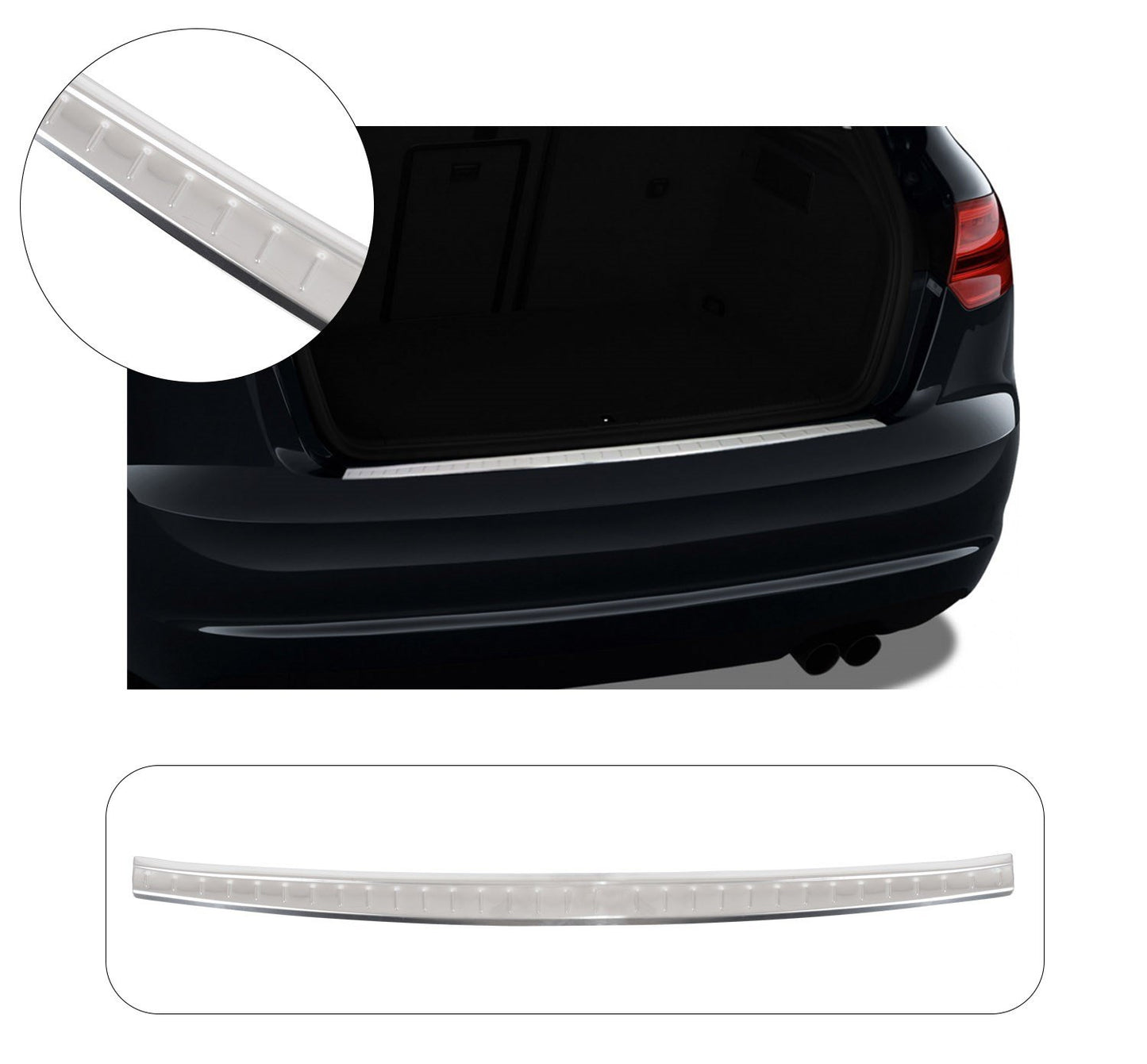 Audi A3 Sportback 2012-2019 Stainless Steel Chrome Rear Bumper Sill Protector