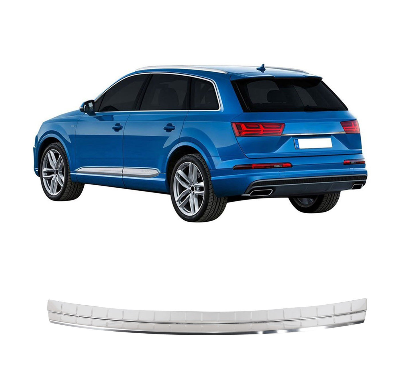 Audi Q7 4M SUV 2015-2019 Stainless Steel Chrome Rear Bumper Sill Protector