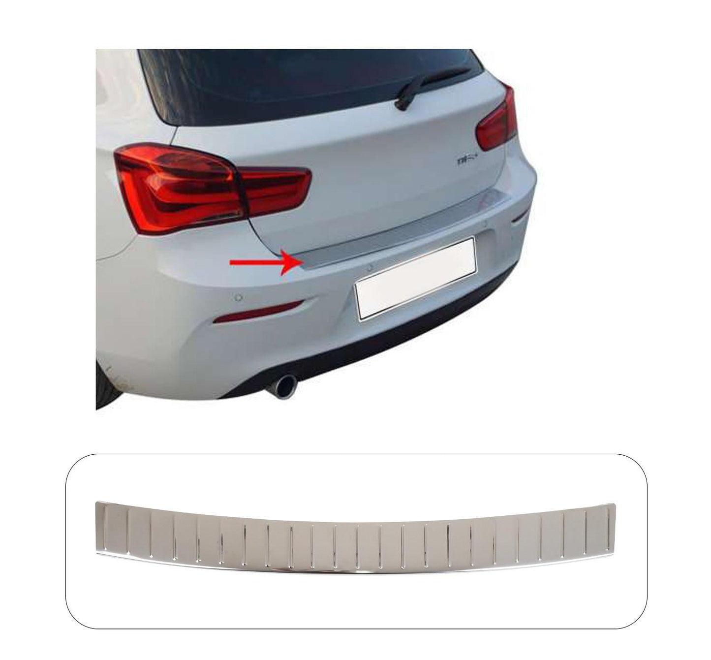 Rear Bumper Sill Cover for BMW 1 Series F20 / F21 2011–2019 – Polished Stainless Steel