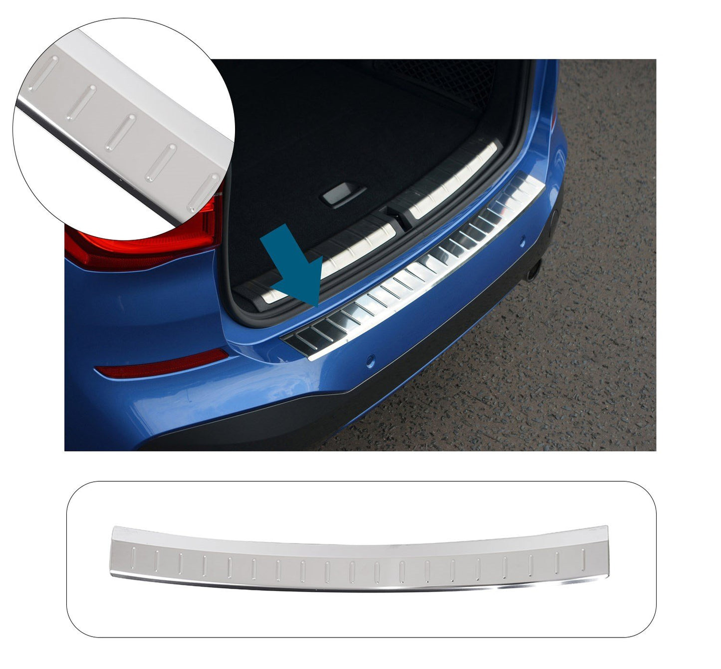 Rear Bumper Sill Cover for BMW 2 Series Active Tourer F45 2014–2021 – Polished Stainless Steel