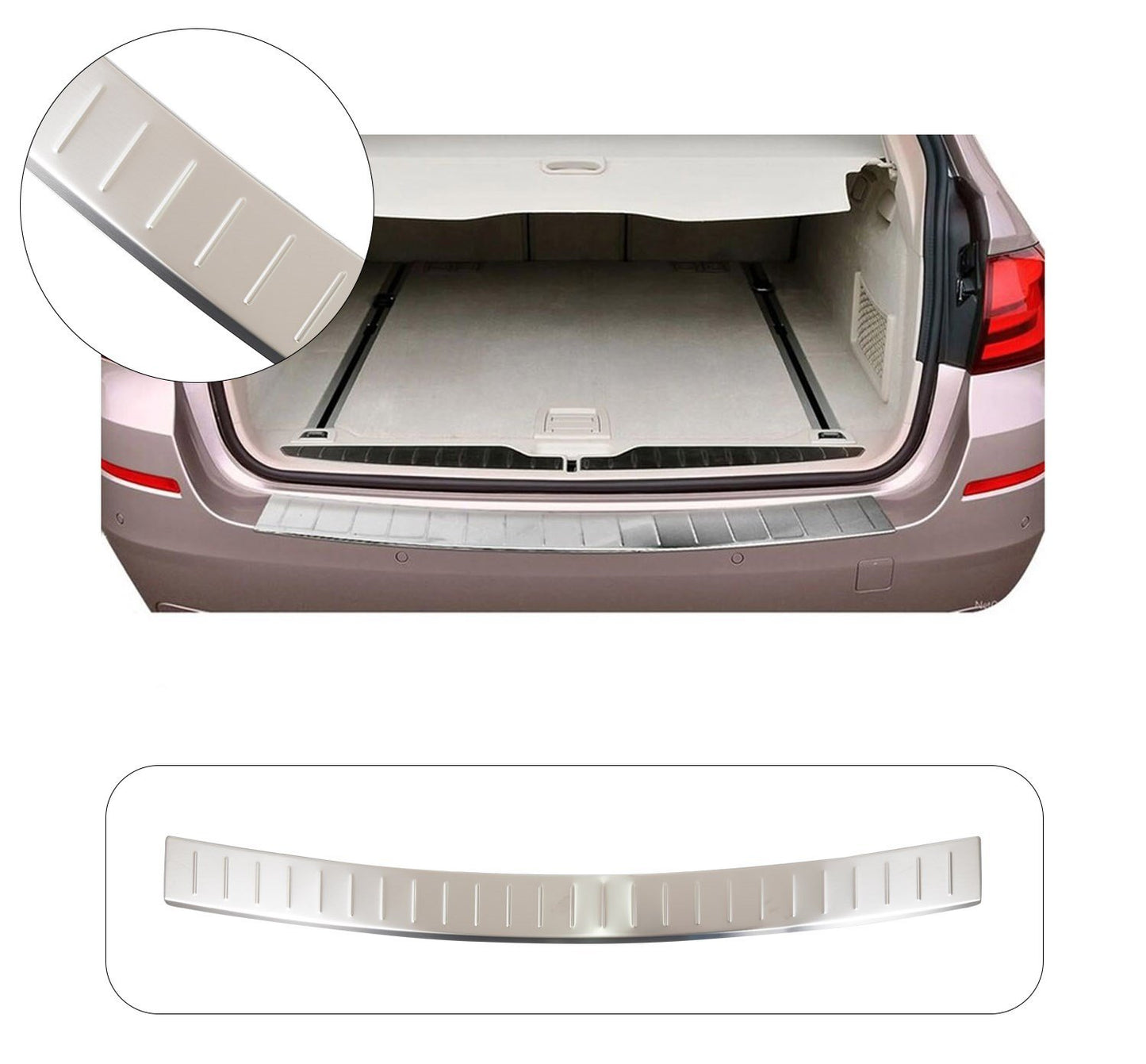 BMW 5 Series Touring F11 2010–2016 Rear Bumper Sill Cover – Polished Stainless Steel