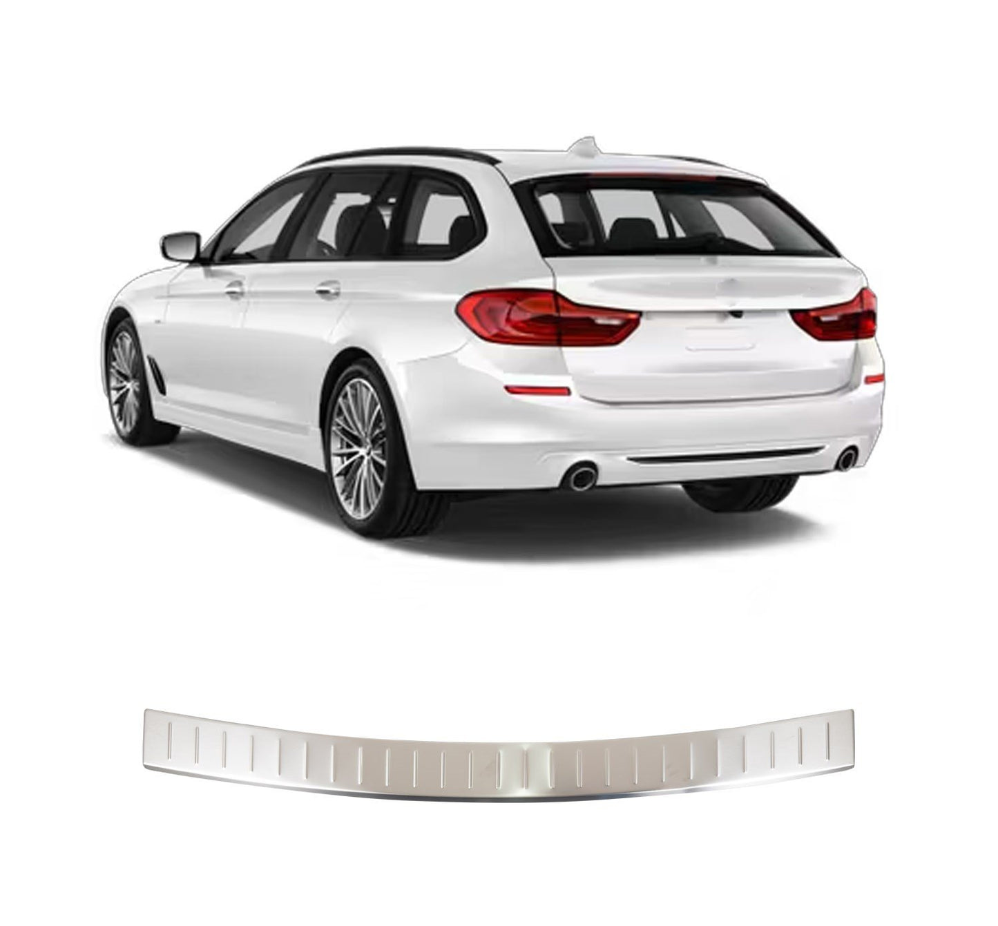 BMW 5 Series Touring F11 2010–2016 Rear Bumper Sill Cover – Polished Stainless Steel