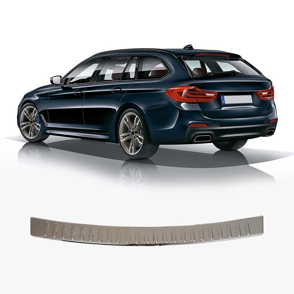BMW 5 Series Touring G31 2017–2023 Rear Bumper Sill Cover – Polished Stainless Steel