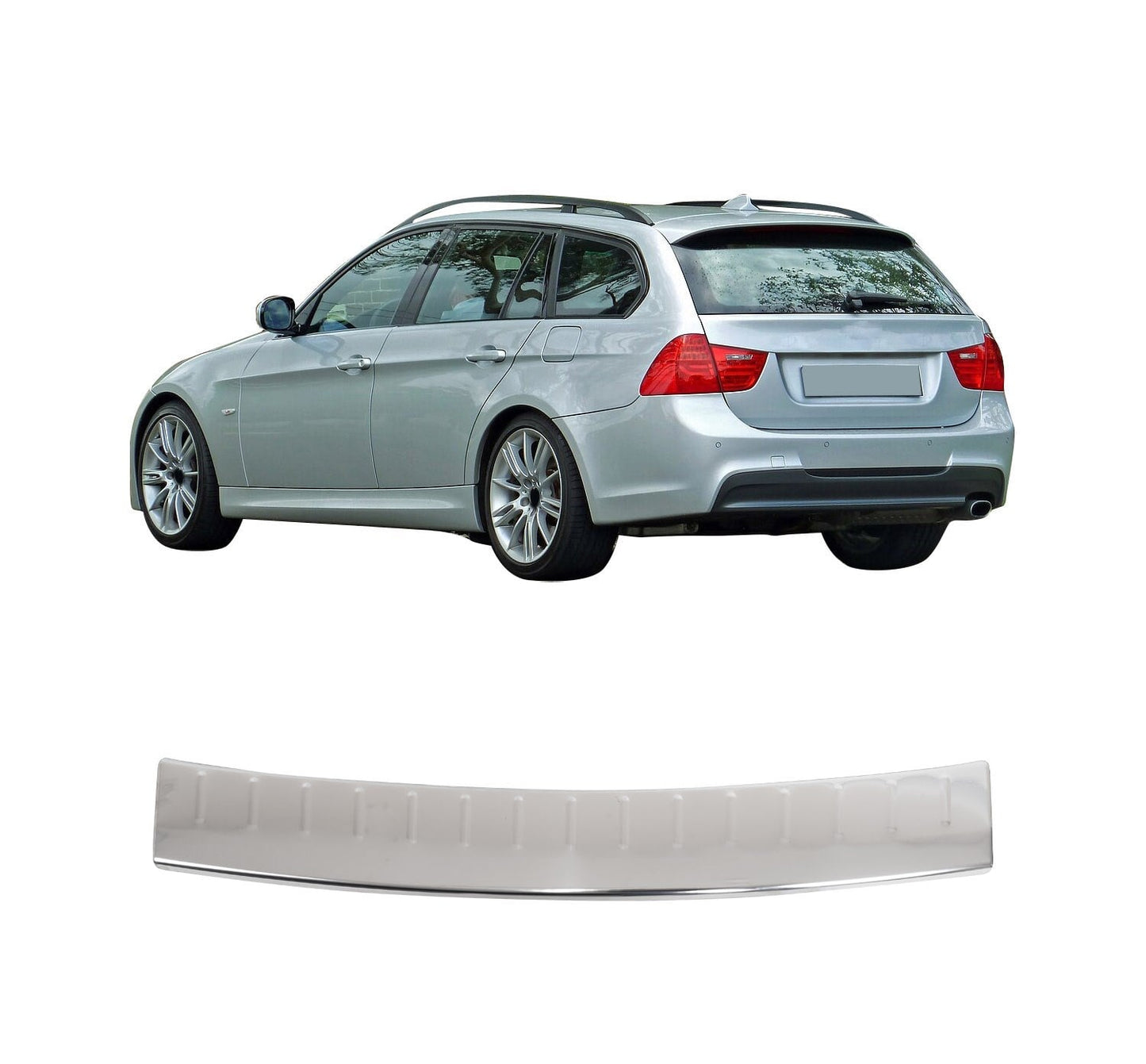 BMW 3 Series Touring E91 2008–2012 Rear Bumper Sill Cover – Polished Stainless Steel