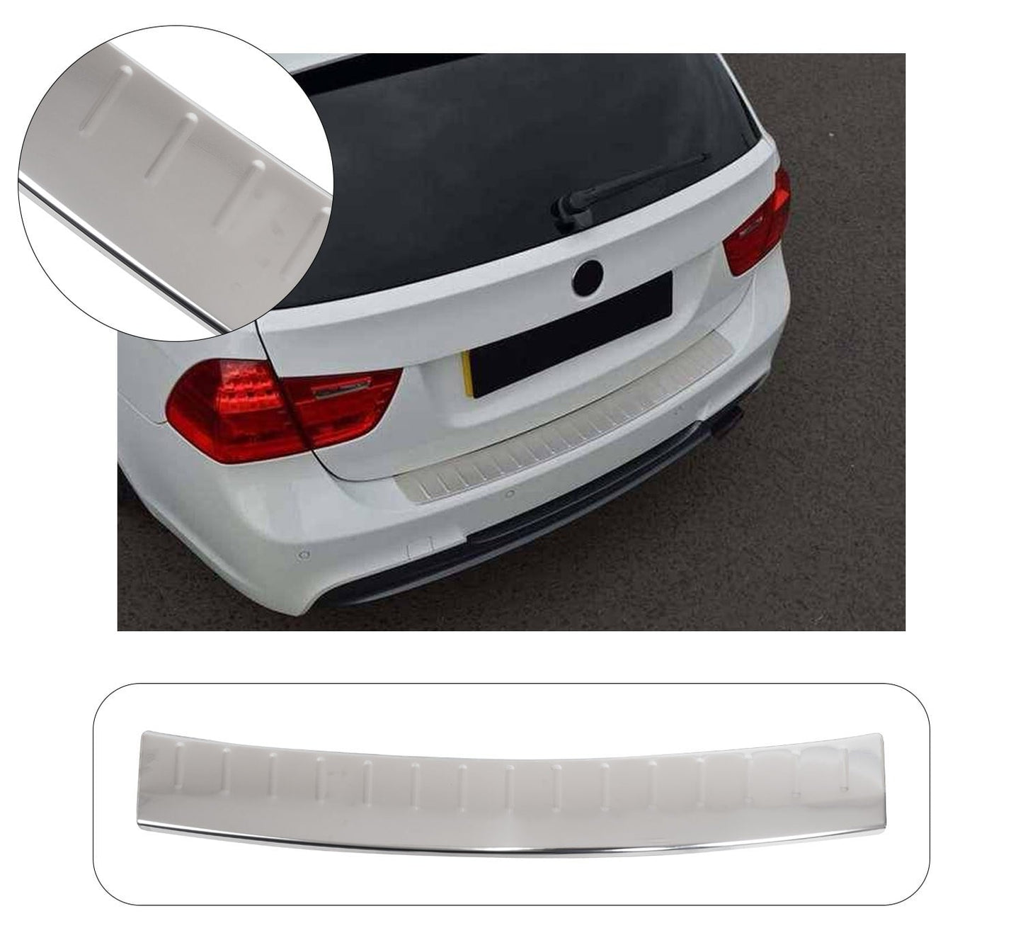 BMW 3 Series Touring E91 2008–2012 Rear Bumper Sill Cover – Polished Stainless Steel