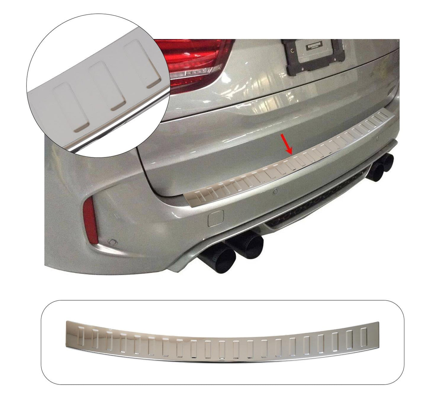 BMW X5 F15 2013–2018 Rear Bumper Sill Cover – Polished Stainless Steel