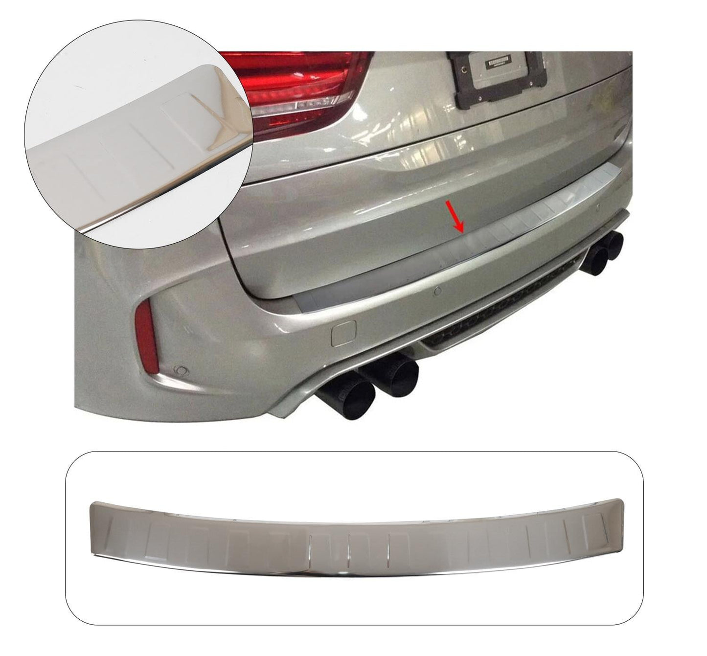 BMW X6 E71 2008–2014 Rear Bumper Sill Cover – Polished Stainless Steel