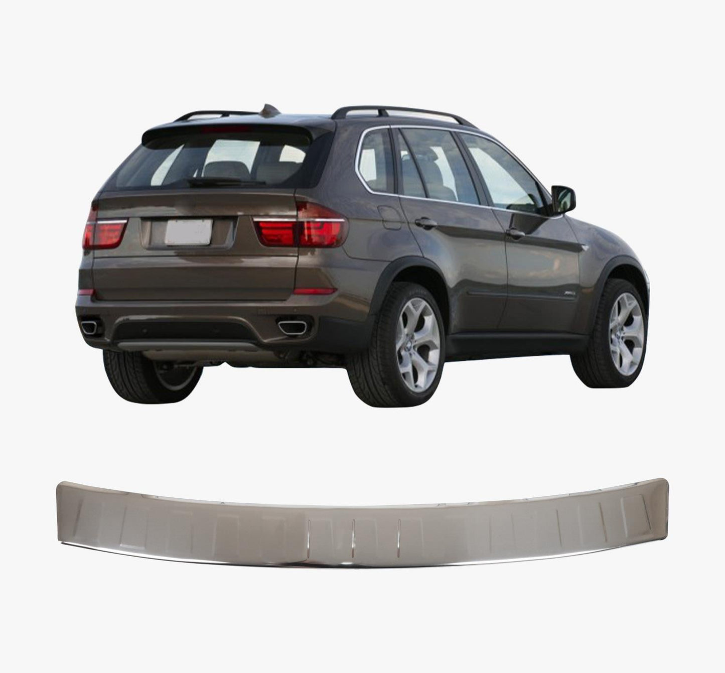 BMW X6 E71 2008–2014 Rear Bumper Sill Cover – Polished Stainless Steel