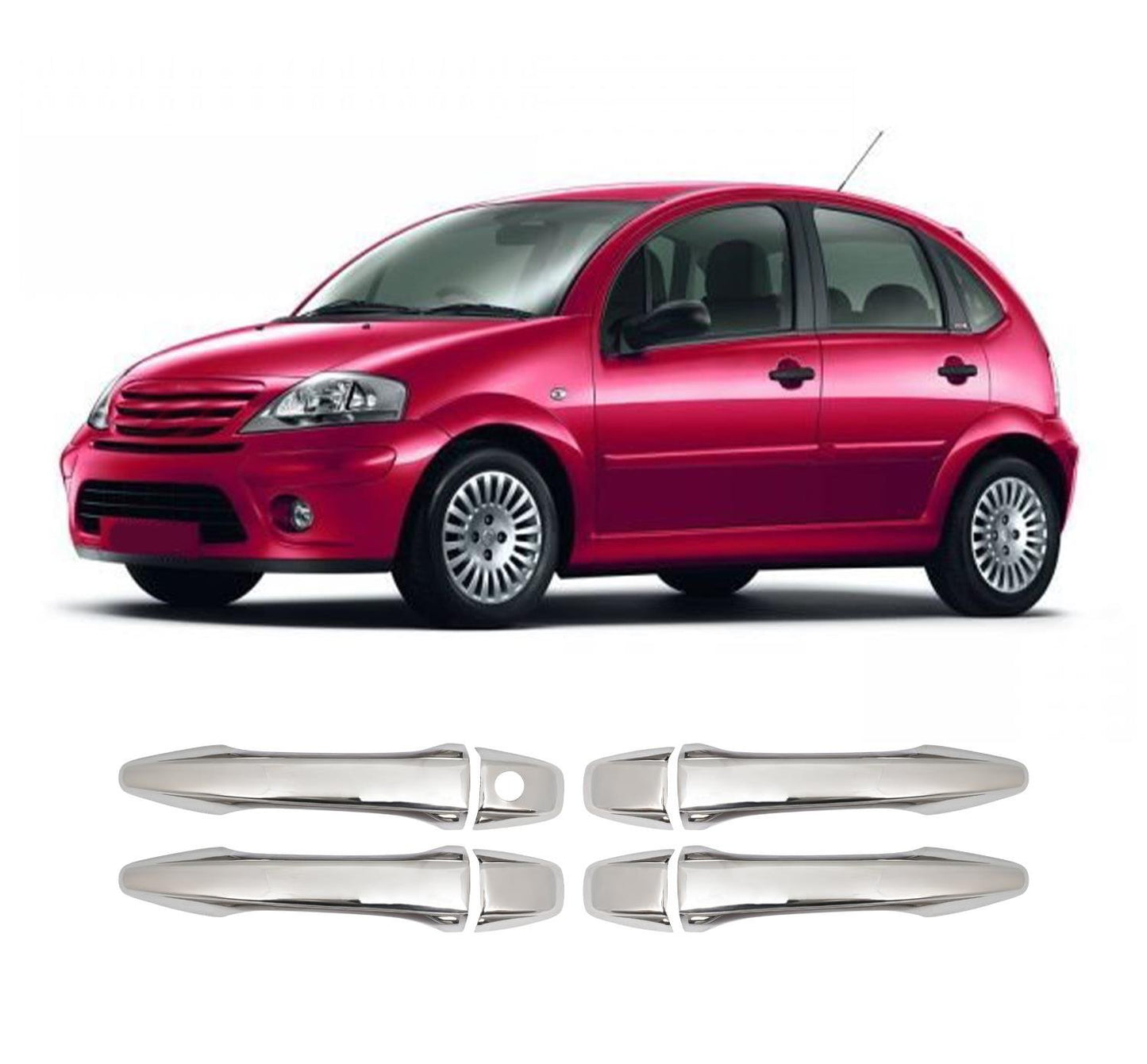 Citroen C3 (2009-2017) Stainless Steel Chrome Door Handle Covers - 4 Doors