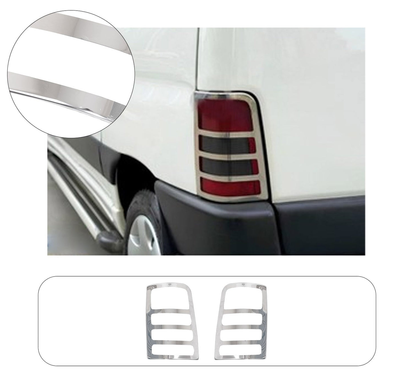 Citroen Berlingo I (1996-2008) Stainless Steel Chrome Tail Light Frames