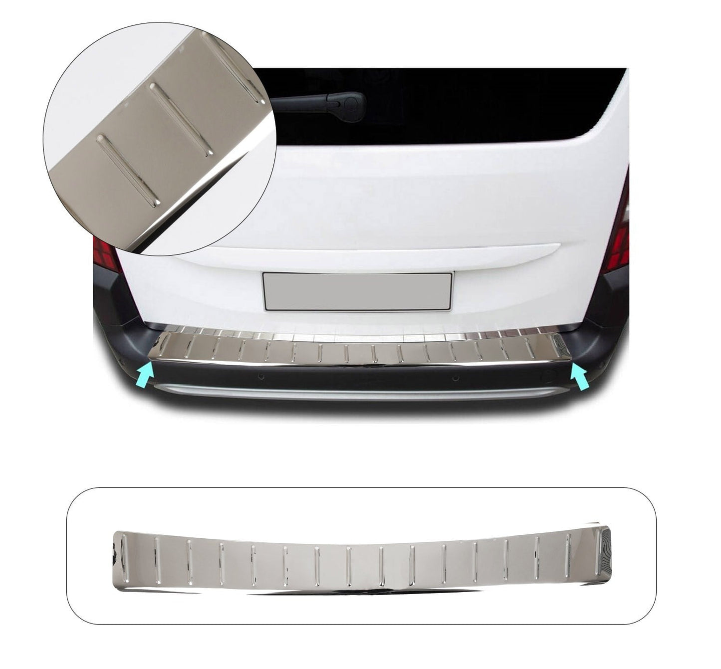 Citroën Berlingo III 2019–Present Rear Bumper Sill Cover – Polished Stainless Steel