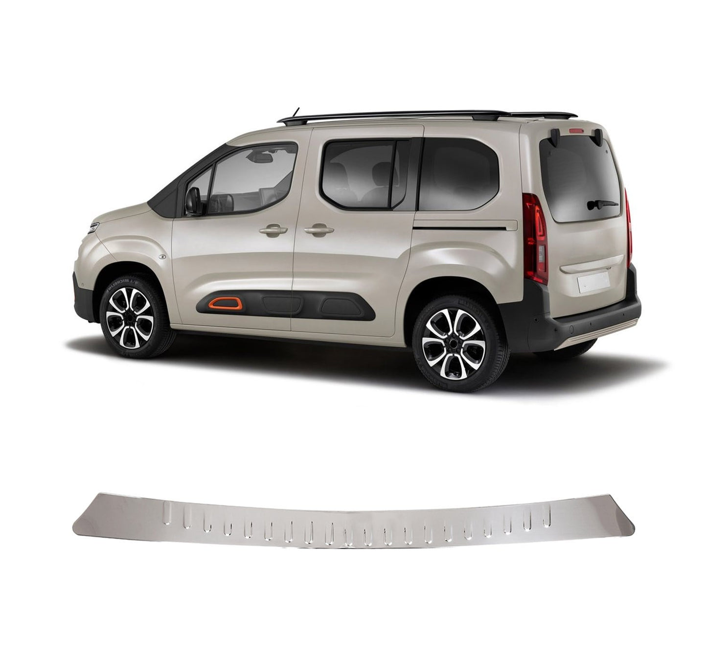 Citroën Berlingo III 2019–Present Rear Bumper Sill Cover – Polished Stainless Steel