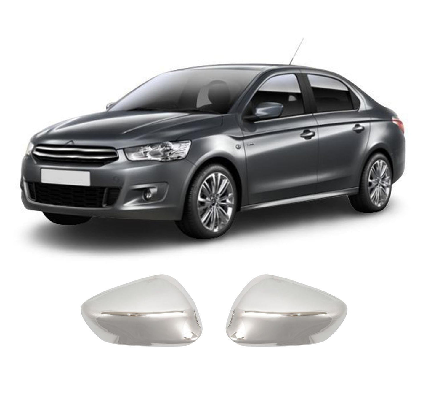 Citroen C-Elysee 2012+ Stainless Steel Side Mirror Cover Overlays