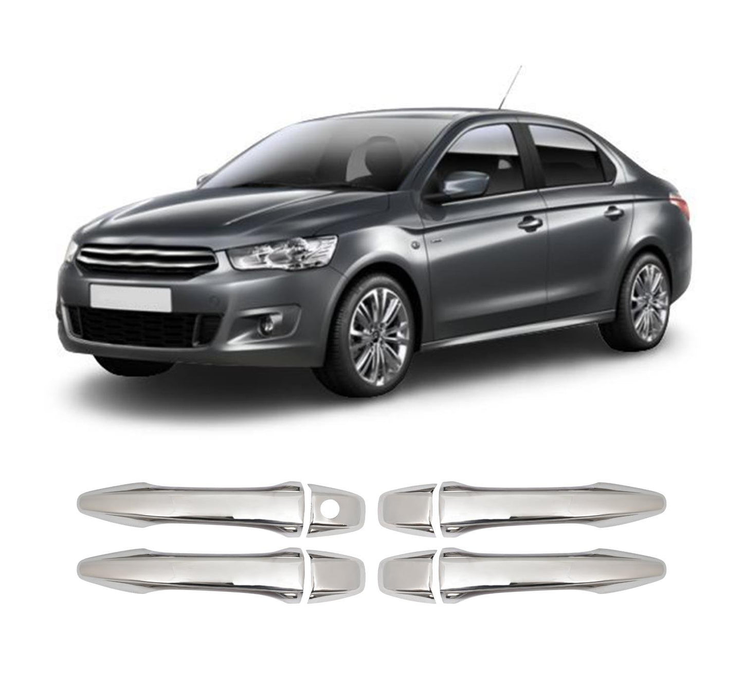 Citroen C-Elysée (2012-Present) Stainless Steel Chrome Door Handle Covers - 4 Doors