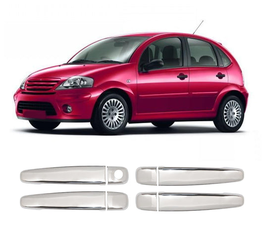 Citroen C3 (2002-2009) Stainless Steel Chrome Door Handle Covers - 4 Doors