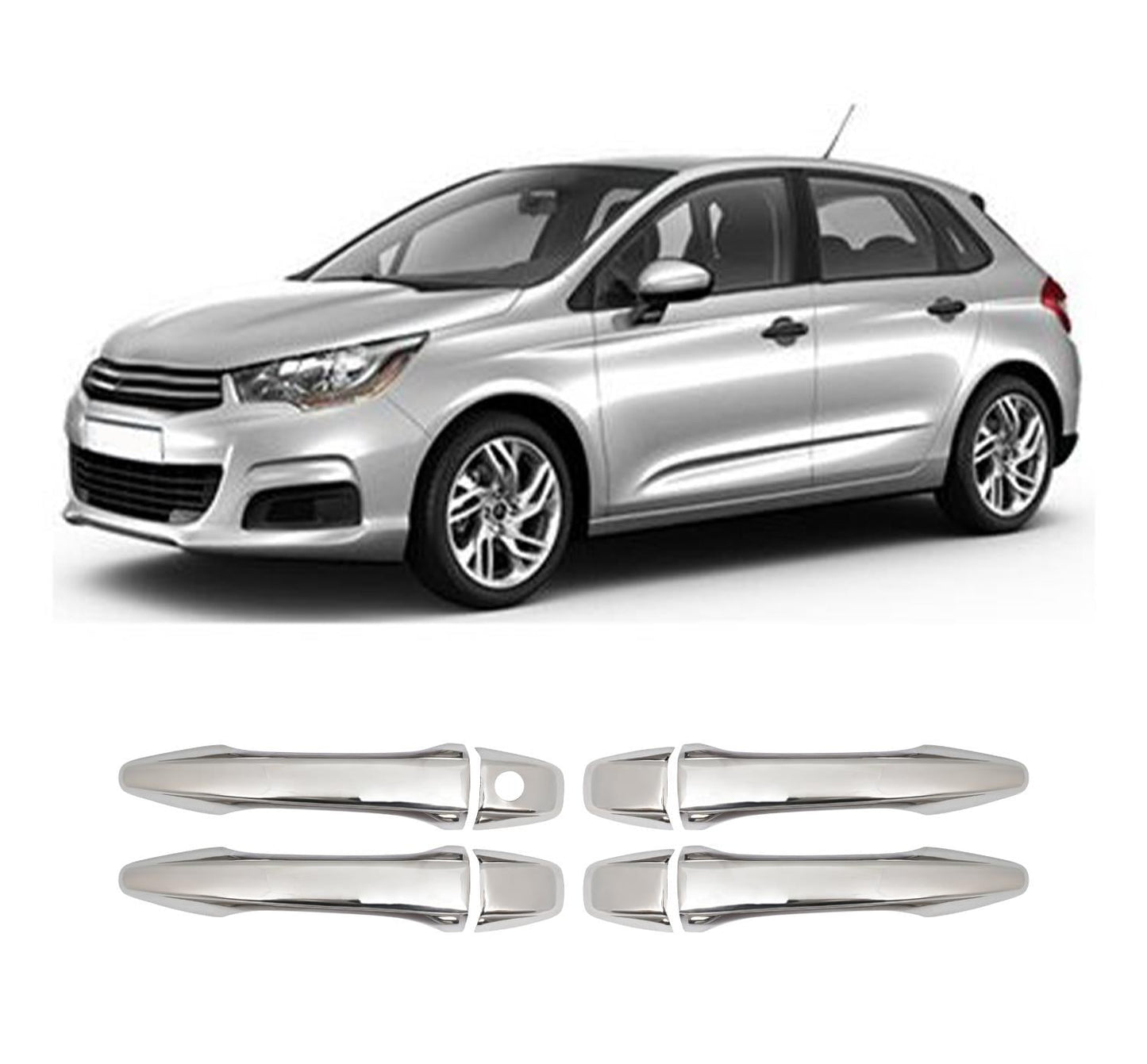 Citroen C4 II (2010-2018) Stainless Steel Chrome Door Handle Covers - 4 Doors