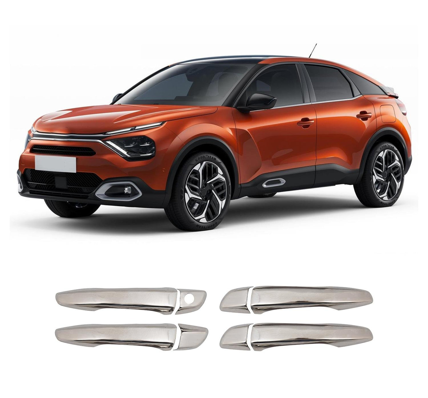 Citroen C4 III (2020-Present) Stainless Steel Chrome Door Handle Covers - 4 Doors (1 Keyhole)