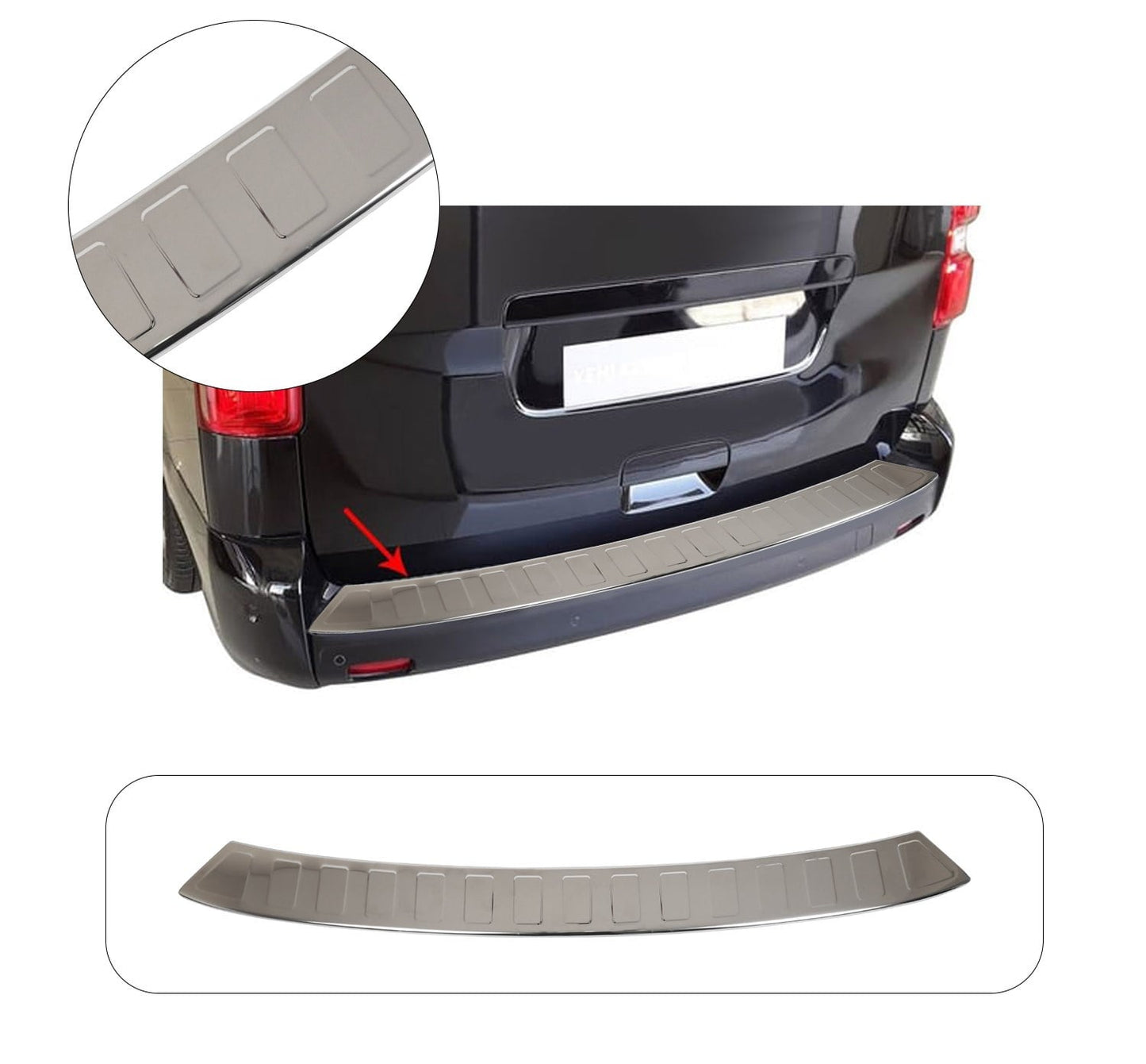 Citroën Dispatch XL Long Body 2017–2023 Rear Bumper Sill Cover – Polished Stainless Steel