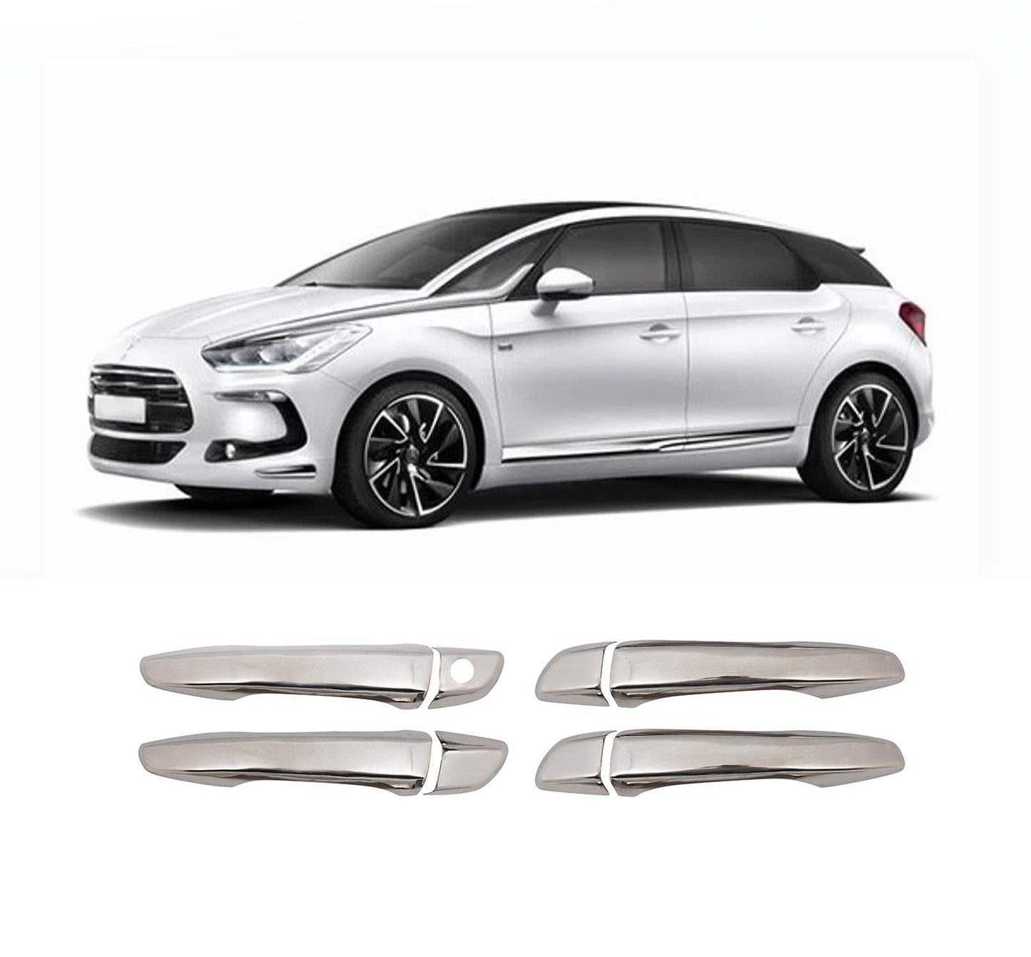 DS 5 / Citroen DS5 (2011-2019) Stainless Steel Chrome Door Handle Covers - 4 Doors (1 Keyhole)