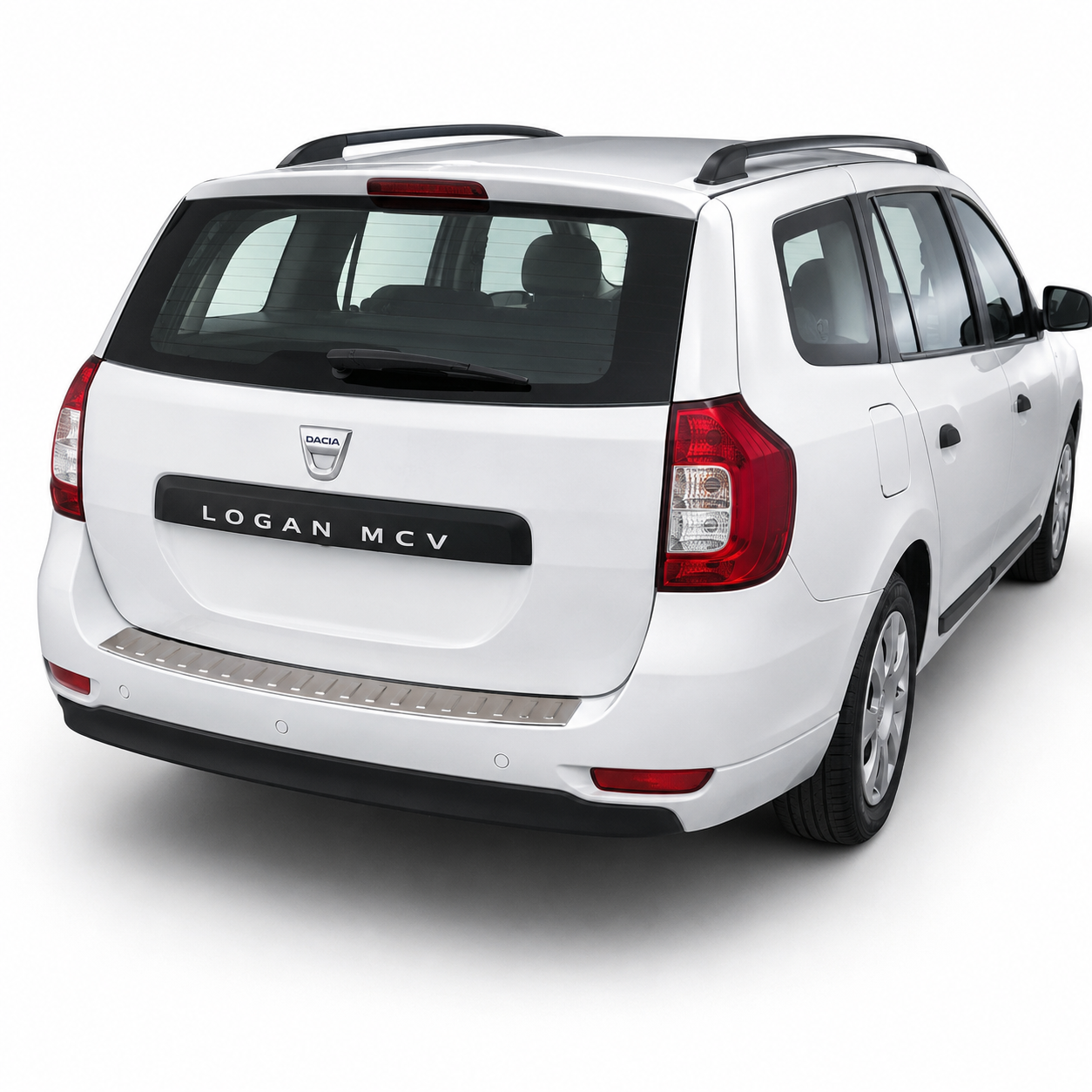 Dacia Logan MCV II 2013–2020 with polished stainless steel rear bumper sill cover