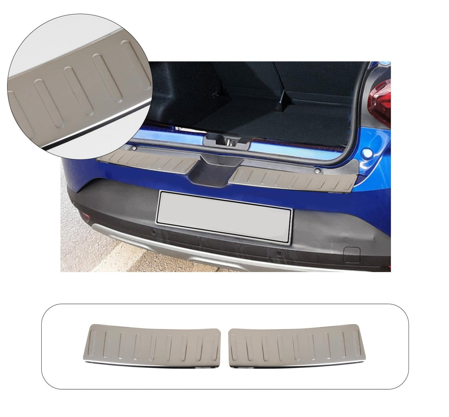 Dacia Sandero Stepway II 2013–2020 2-Piece Rear Bumper Sill Cover – Polished Stainless Steel