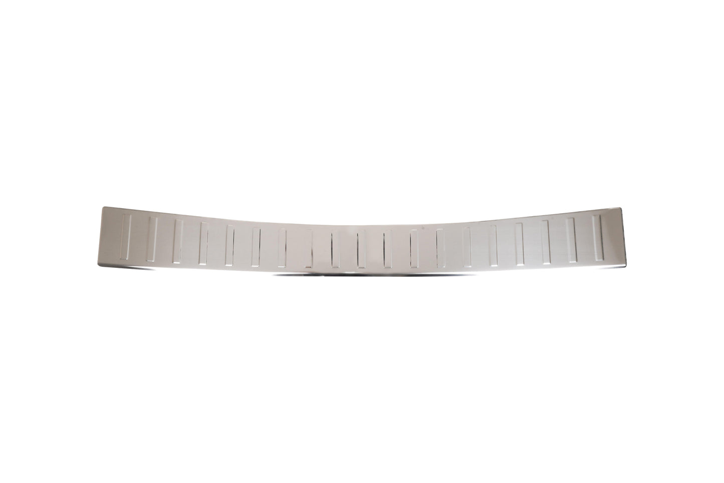 Close-up of polished stainless steel Fiat Doblò rear bumper sill cover