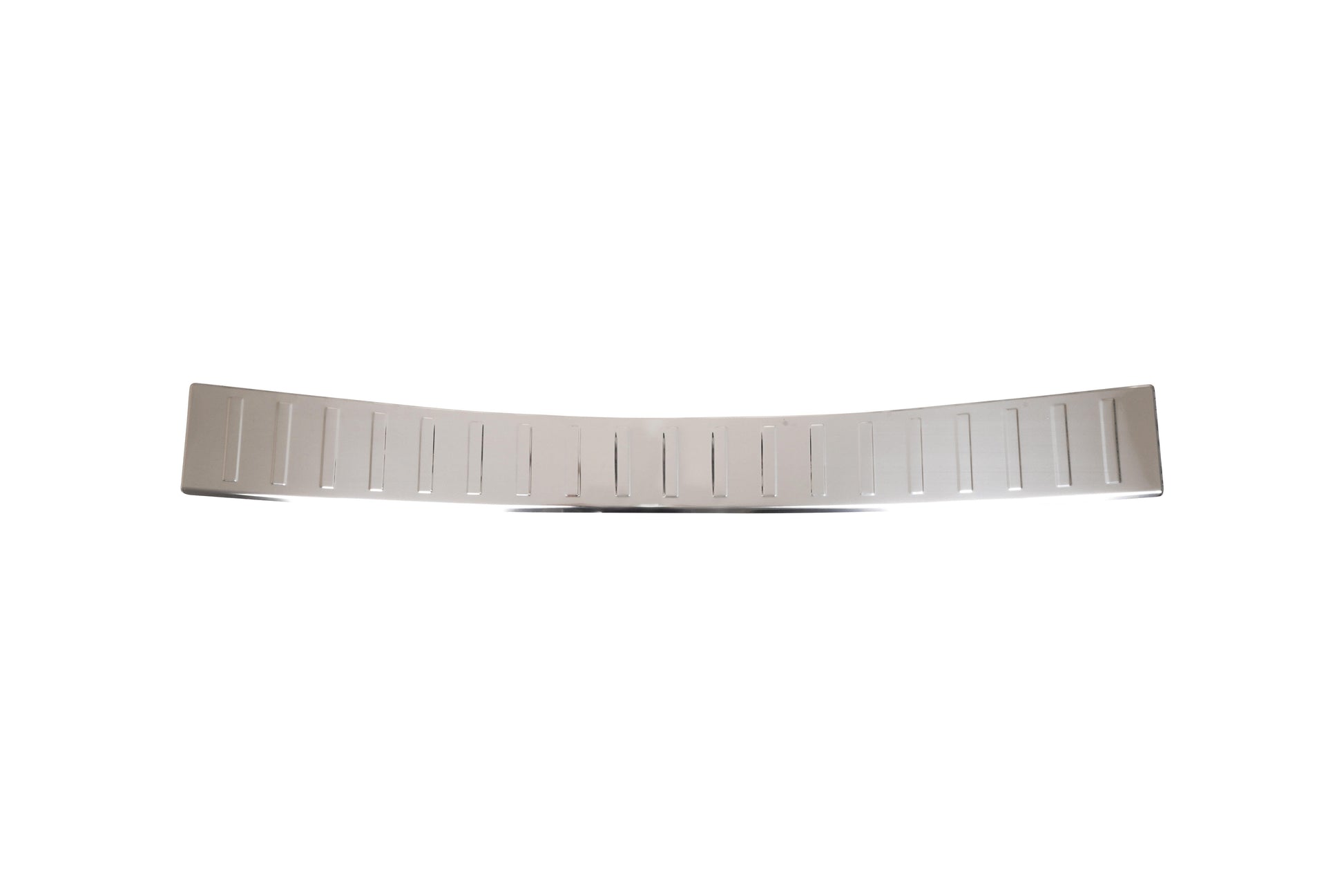 Close-up of polished stainless steel Fiat Doblò rear bumper sill cover