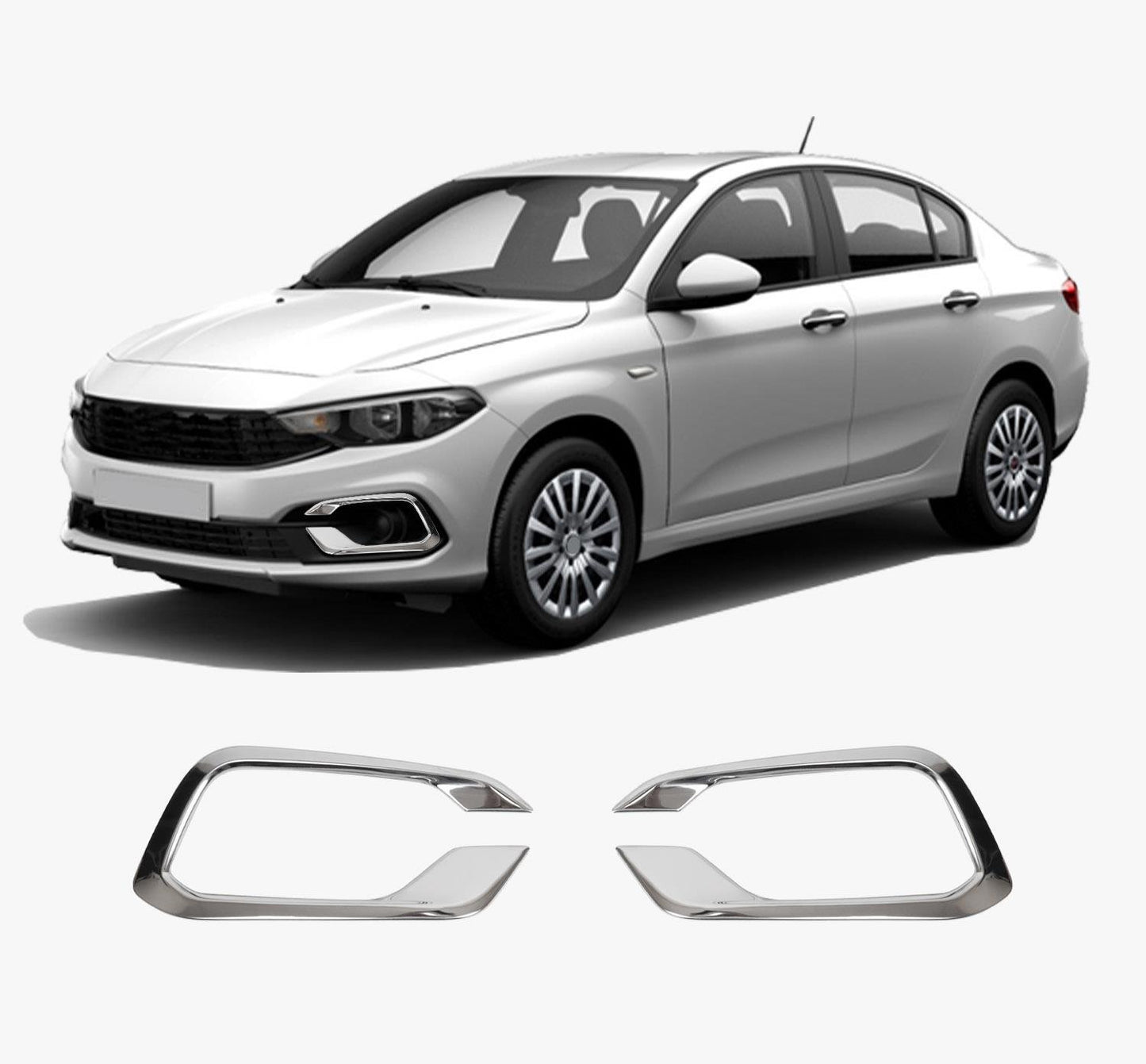 Fiat Tipo / Egea Facelift (2020-Present) Stainless Steel Chrome Front Fog Light Trims - 2 Pieces
