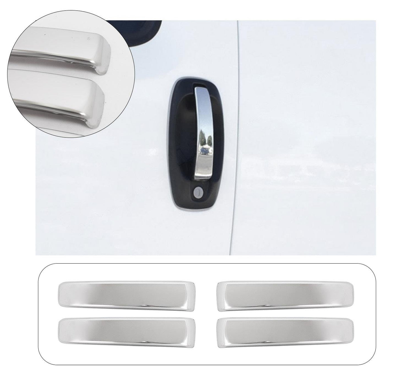 Fiat Doblo II / IV (2010-2022) Stainless Steel Chrome Door Handle Covers - 4 Doors