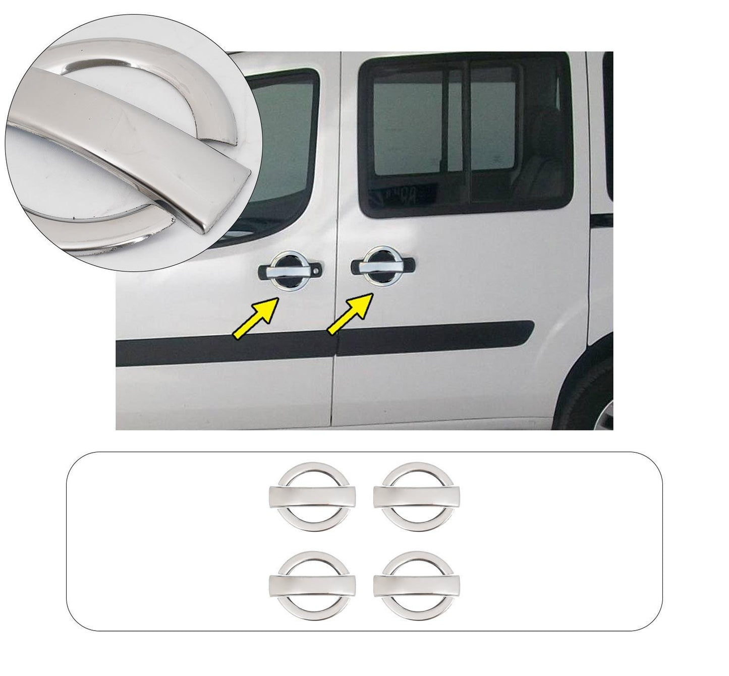 Fiat Doblo I (2002-2006) Stainless Steel Chrome Door Handle Covers