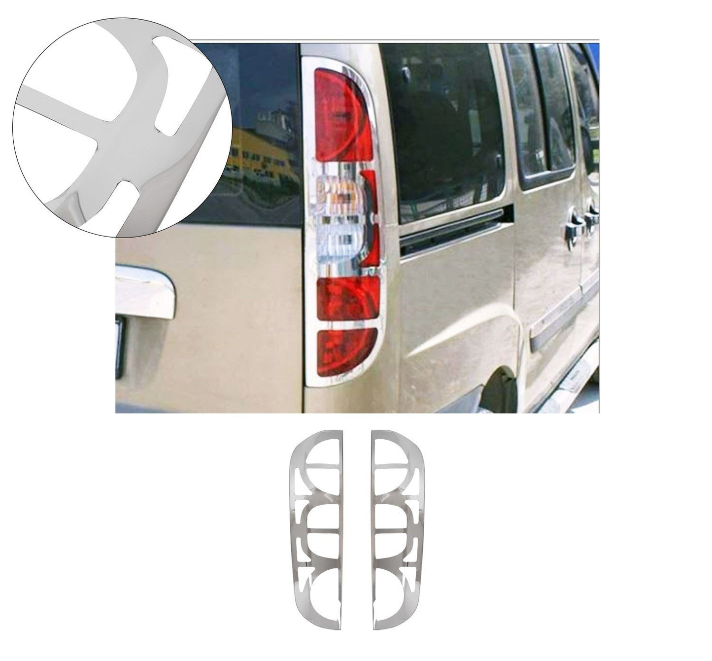 Fiat Doblo I Facelift (2006-2010) Stainless Steel Chrome Tail Light Frames