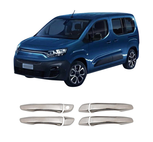 Fiat Doblo III (2022-Present) Stainless Steel Chrome Door Handle Covers - 4 Doors (1 Keyhole)