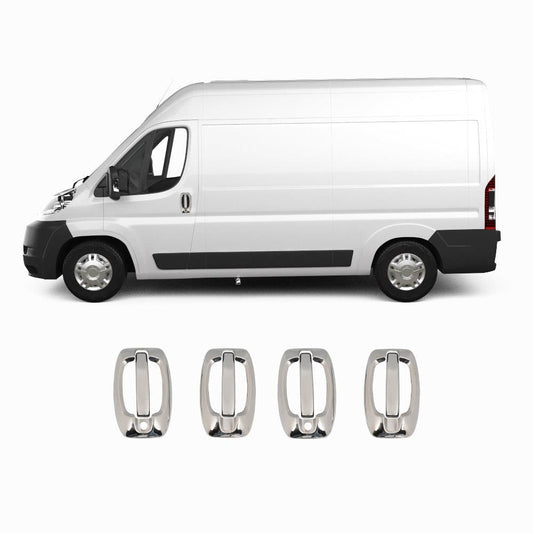 Fiat Ducato (2006-Present) Stainless Steel Chrome Door Handle + Bowl Covers Set - 4 Doors (8 Pcs)