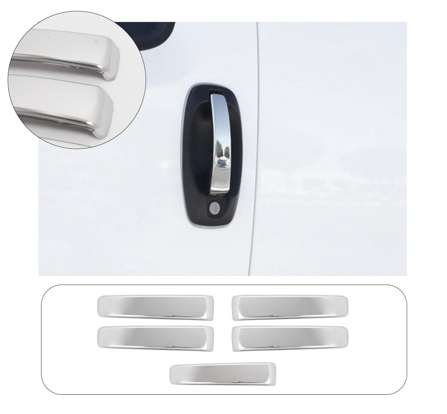 Fiat Fiorino (2007-Present) Stainless Steel Chrome Door Handle Covers - 5 Doors