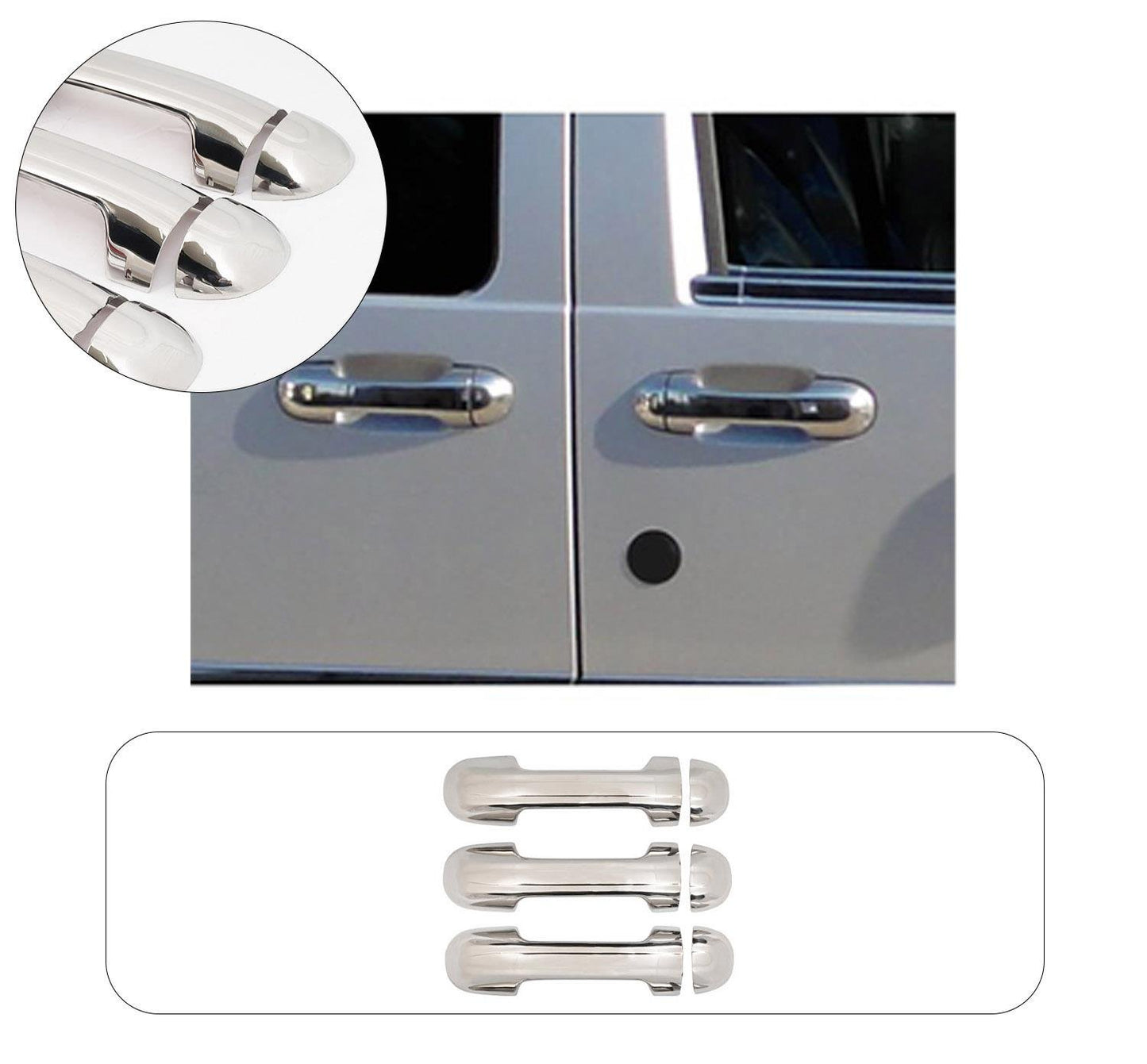 Ford Transit Connect (2002-2009) Stainless Steel Chrome Door Handle Covers - 3 Doors