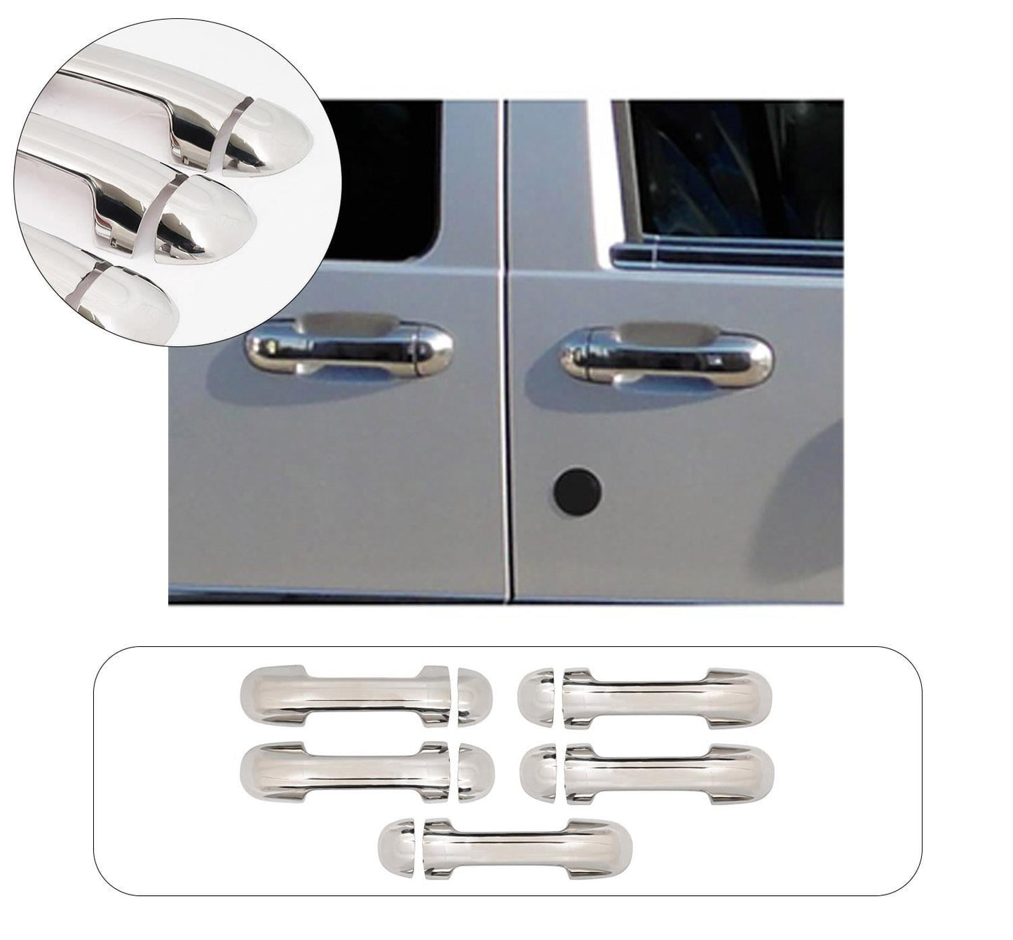 Ford Transit Connect (2009-2014) Stainless Steel Chrome Door Handle Covers - 5 Doors