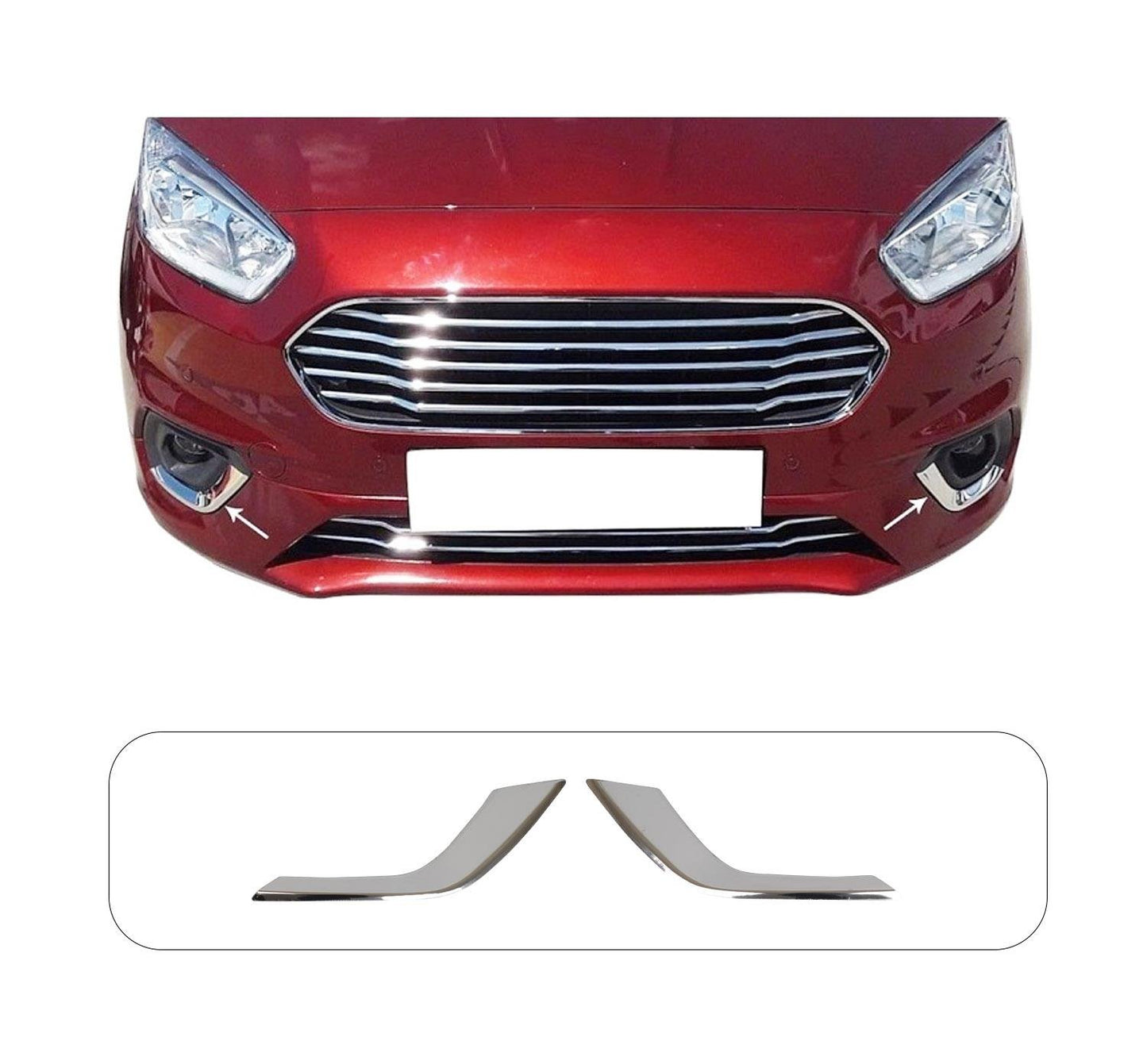 Ford Transit / Tourneo Courier Facelift (2018-Present) Stainless Steel Chrome Front Fog Light Trims - 2 Pieces