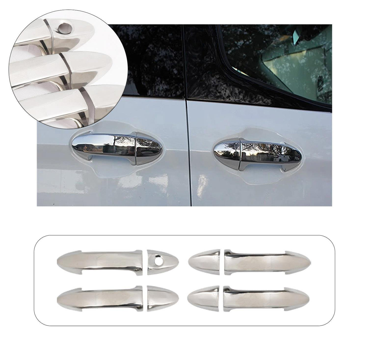 Ford Tourneo / Transit Courier (2014-2023) Stainless Steel Chrome Door Handle Covers - 4 Doors