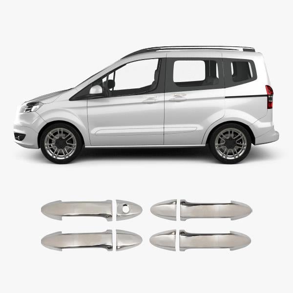 Ford Tourneo / Transit Courier (2014-2023) Stainless Steel Chrome Door Handle Covers - 4 Doors