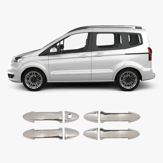 Ford Tourneo / Transit Courier (2014-2023) Stainless Steel Chrome Door Handle Covers - 4 Doors