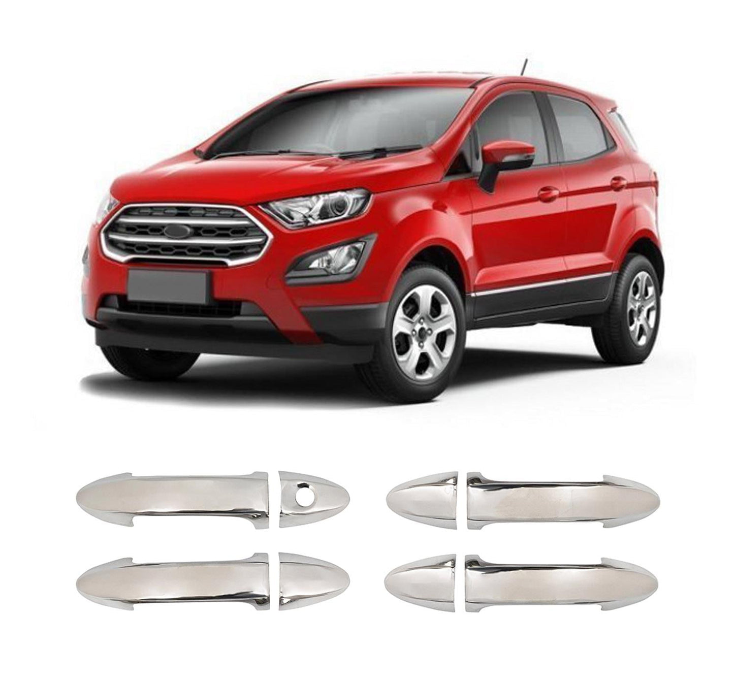 Ford EcoSport (2017-Present) Stainless Steel Chrome Door Handle Covers - 4 Doors (1 Keyhole)
