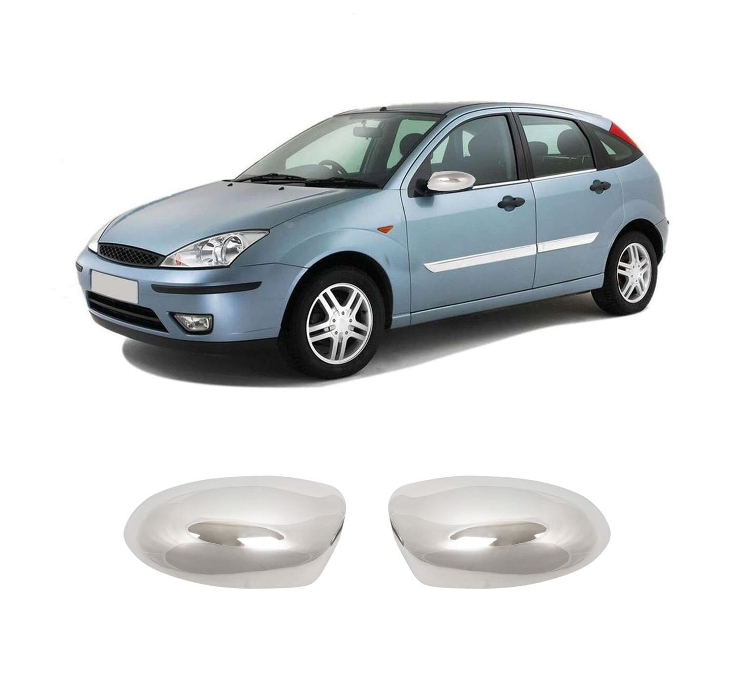Ford Focus Mk1 1998-2005 stainless steel mirror cover overlay
