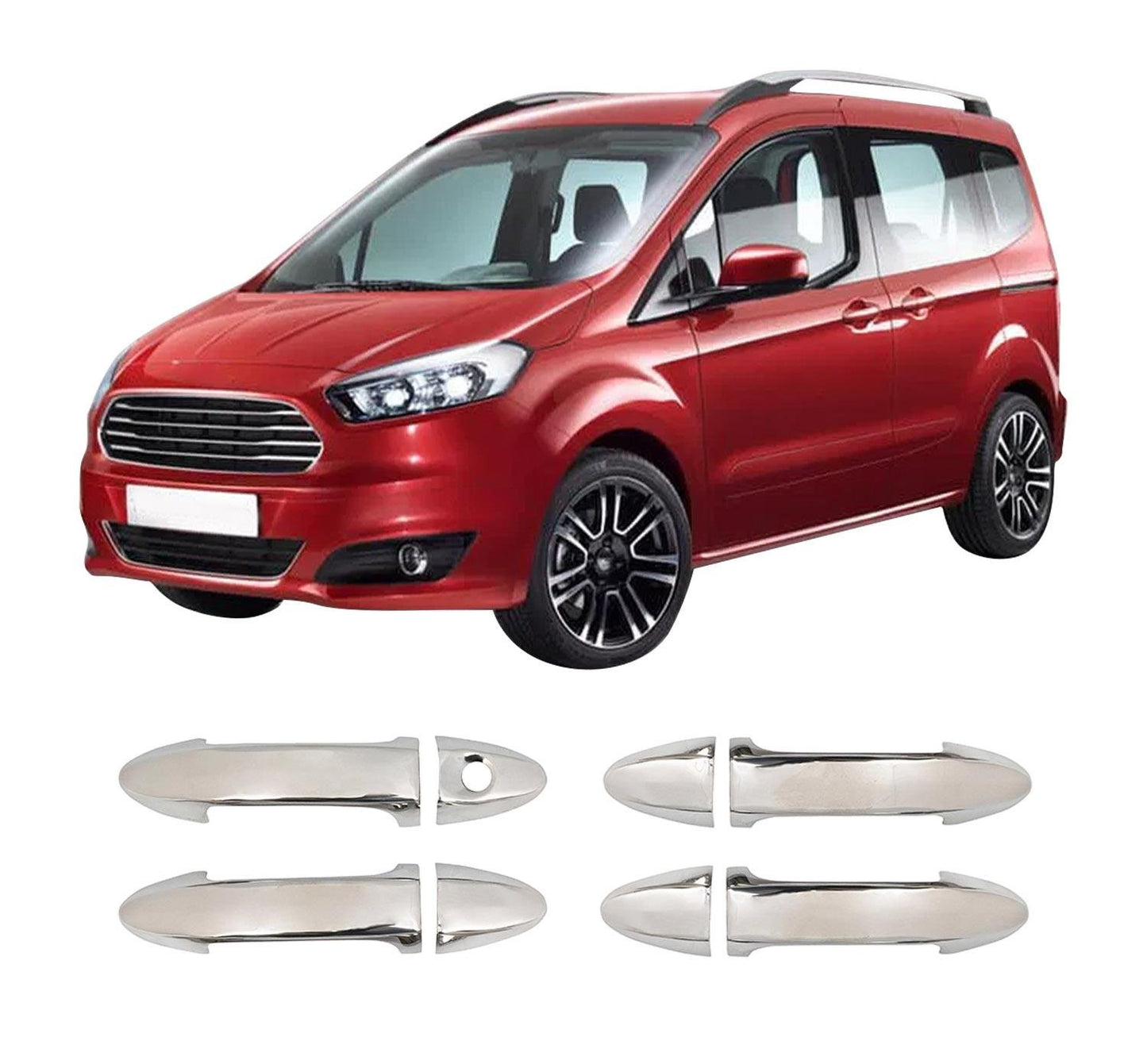 Ford Tourneo / Transit Courier (2023-Present) Stainless Steel Chrome Door Handle Covers - 4 Doors