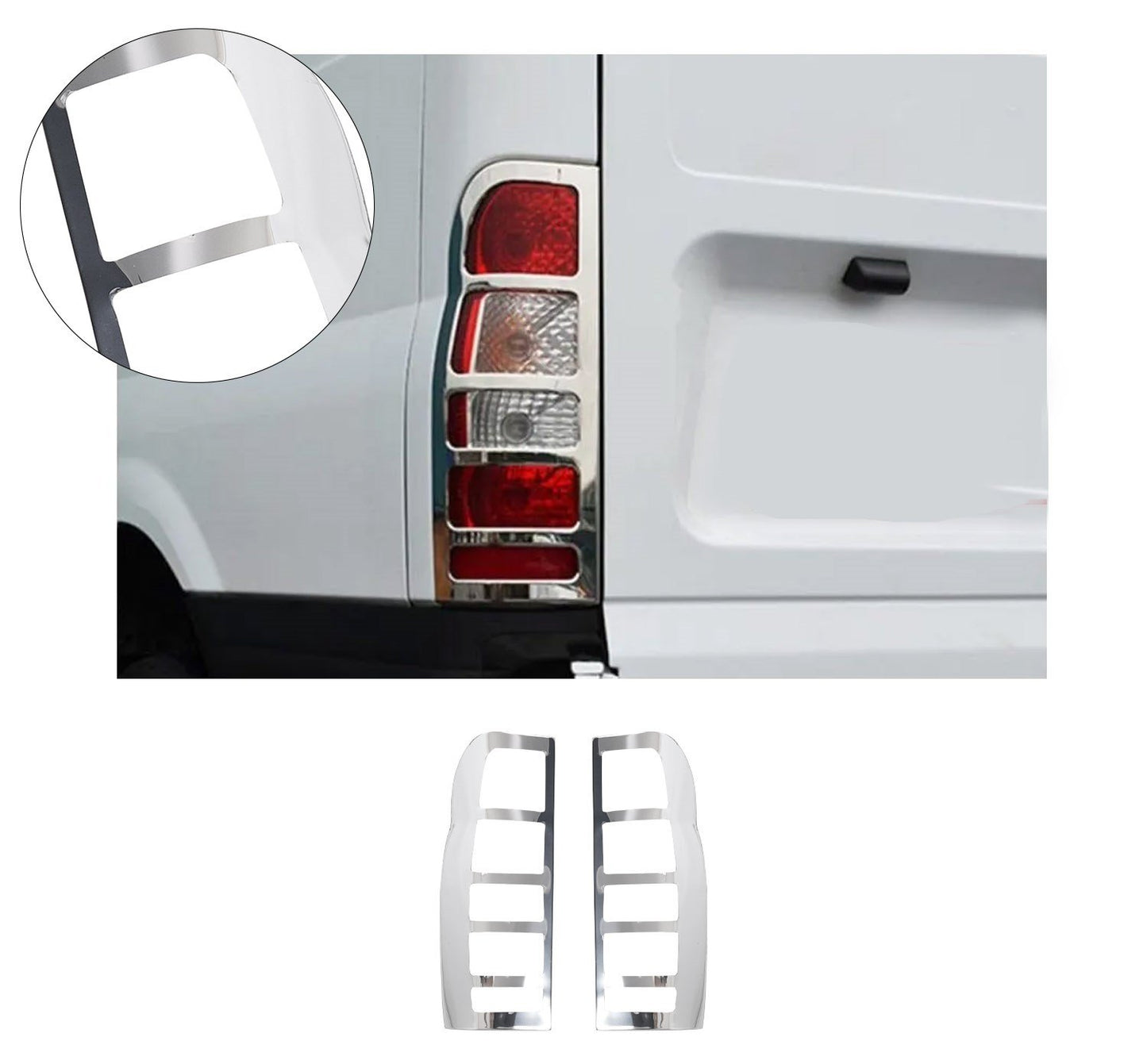 Ford Transit (2003-2014) Stainless Steel Chrome Tail Light Frames - Premium Armor