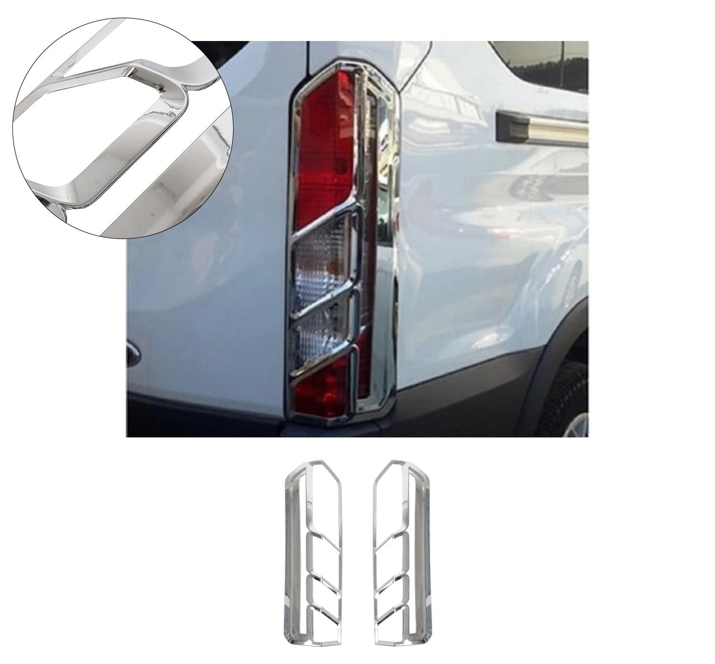 Ford Transit Mk8 (2014-Present) Stainless Steel Chrome Tail Light Frames