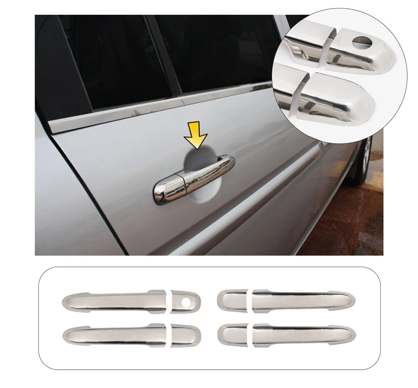 Hyundai Accent Era (2006-2012) Stainless Steel Chrome Door Handle Covers - 4 Doors