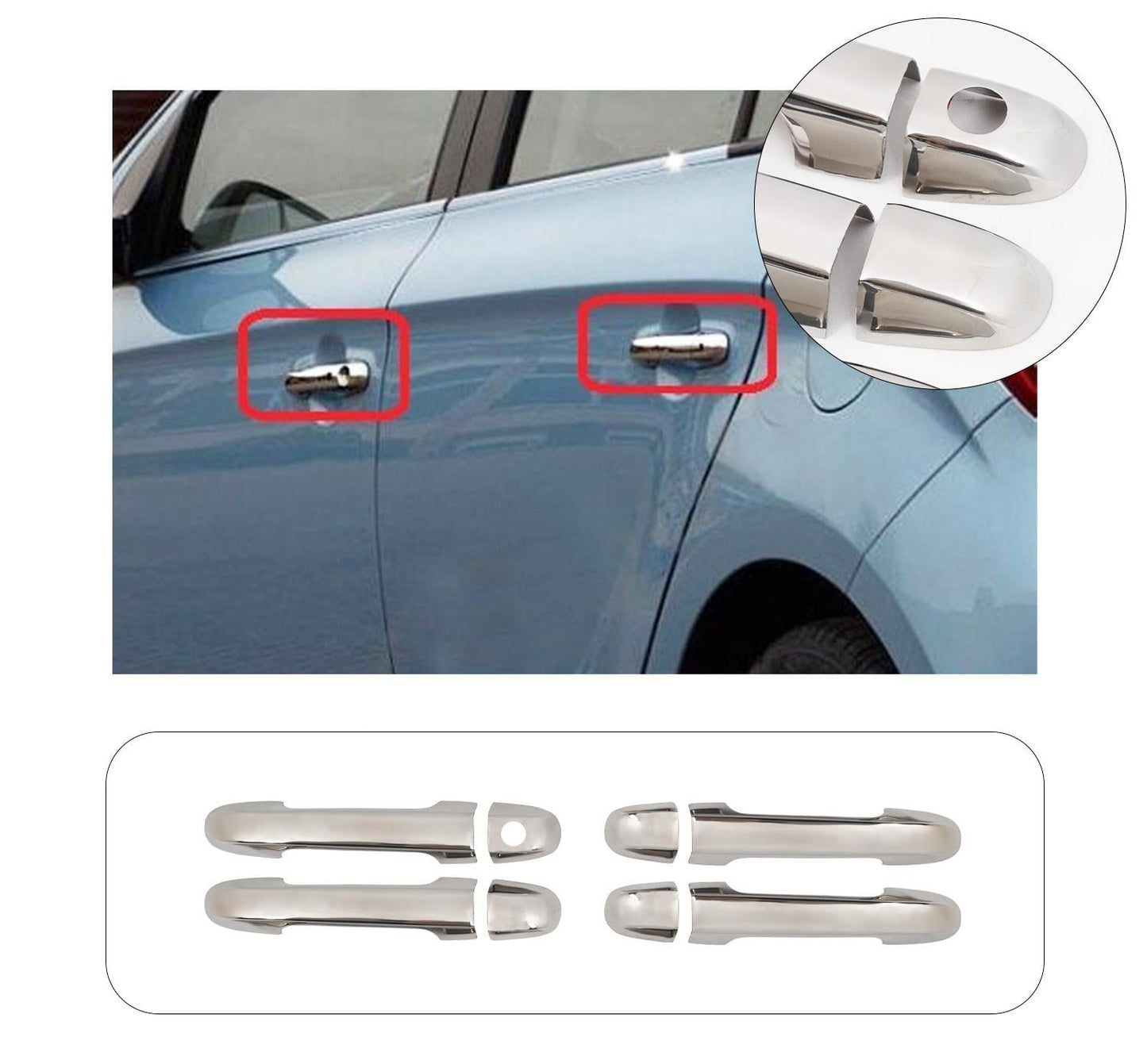 Hyundai i20 (09.2008-2012) Stainless Steel Chrome Door Handle Covers Set