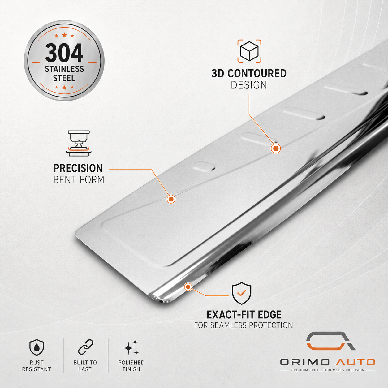 Rear Bumper Sill Cover for Fiat 500 / 500C 2007–2015 – Polished Stainless Steel