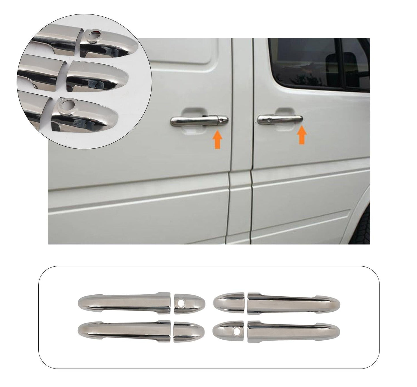 Mercedes Sprinter W906 (2006-2018) Stainless Steel Chrome Door Handle Covers Set